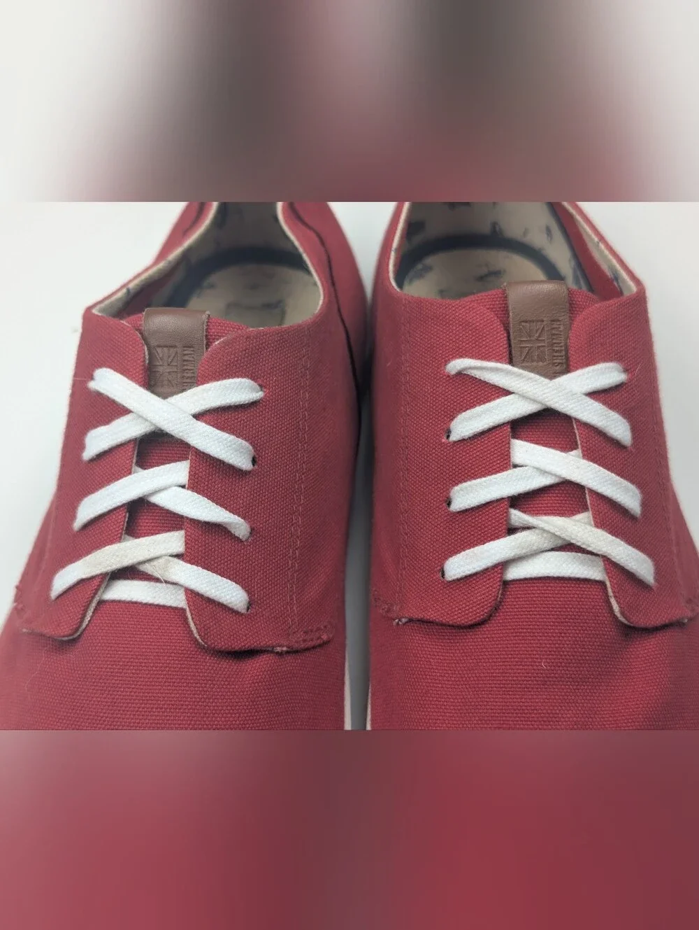 Ben Sherman Mens Canvas Low Top Sneakers Brick Red Lace Up Shoes Size 10